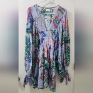 Miss June Paris Floral Long Sleeve Dress, Size Small, 100 % Modal